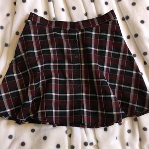 Gypsy Warrior - Burgundy Plaid Button-Front Skirt